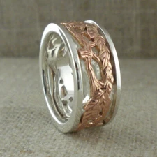 Sterling Silver & 10K Rose Gold Celtic Tree of Life Ring KEITH JACK size 5