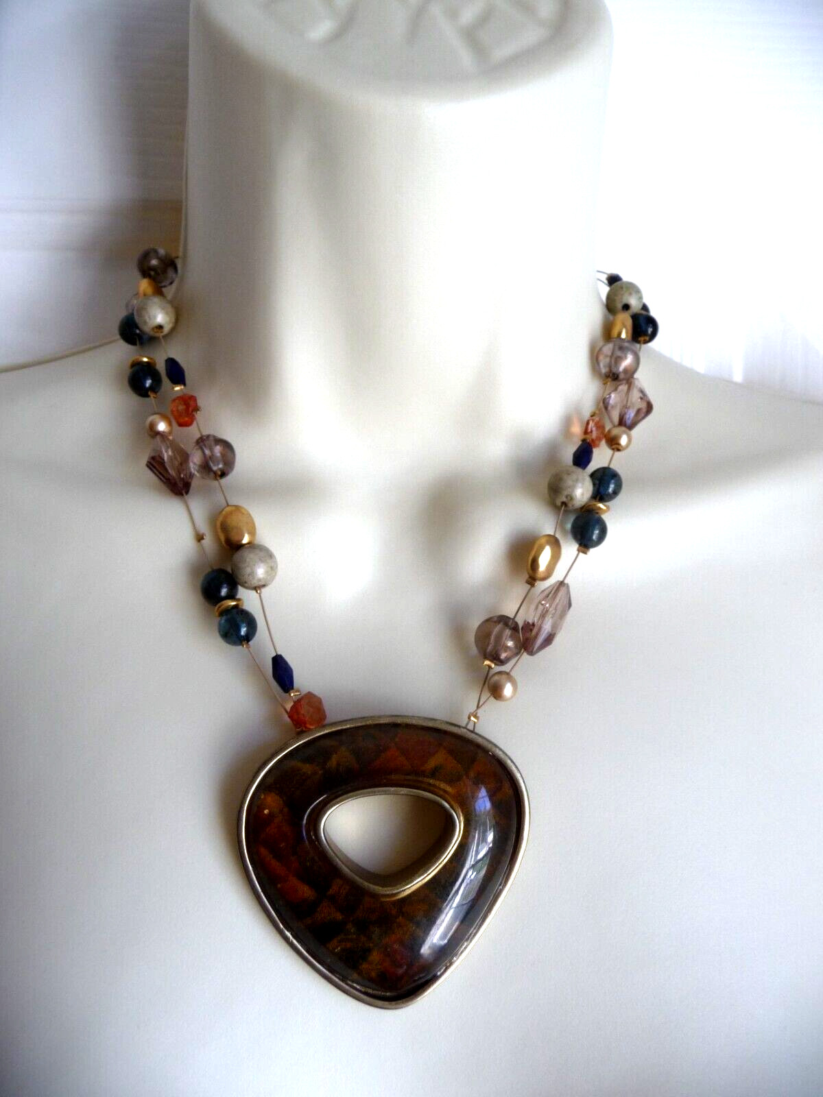 Chico's Necklace Statement Drop 2Row Large Multic… - image 2