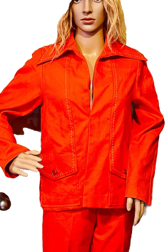 Vintage White Stag Red Blazer And Pants Big White Stitching 70’s Petite Small - Image 2 of 4