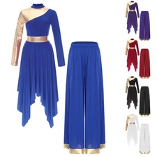 Womens Outfits Long Sleeve Dancewear Ballroom Sets Carnival Worship Competition