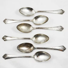 6 Soup Spoons W. R. / 90 Silver Plated / Serving Spoon / Spoon