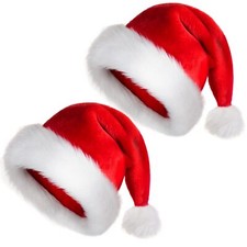 Classic Santa Hat Thick Fur Christmas Hat for Adults Holiday Party