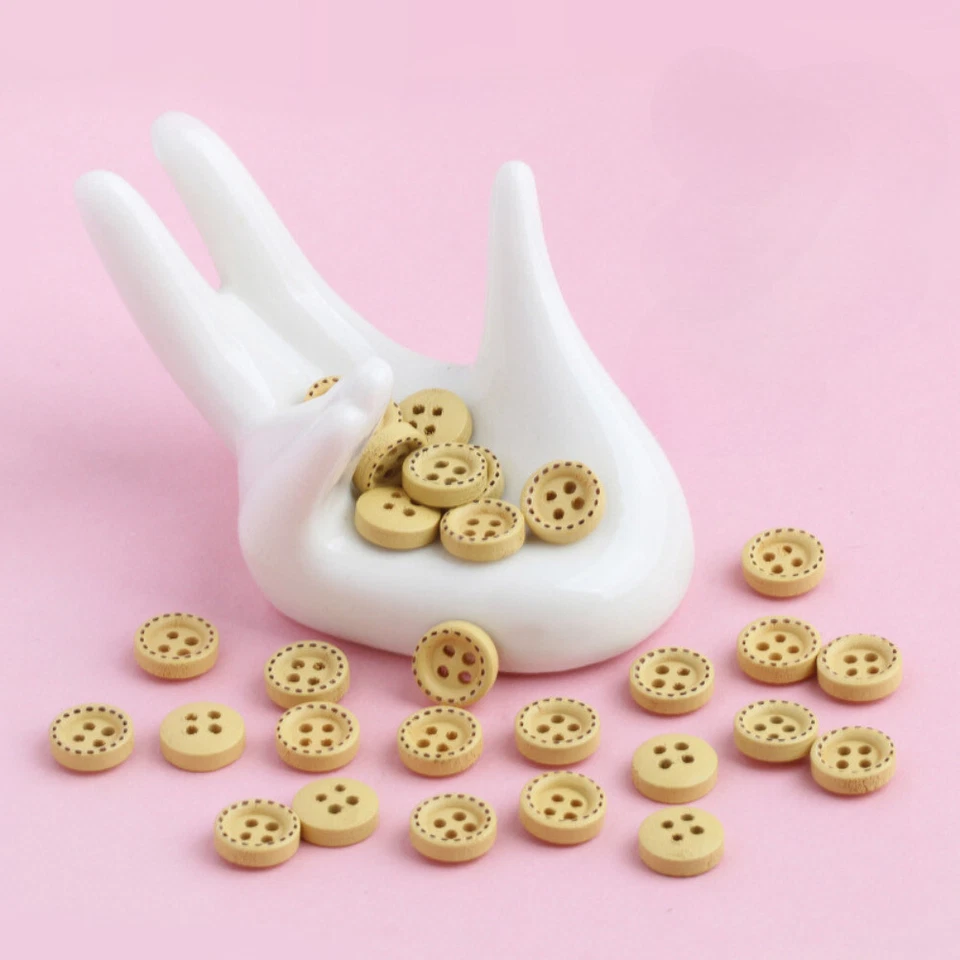 50 Pcs Colourful Wood Buttons Round for Dress Shirts Trimmings Craft Sewing - Image 4 of 4