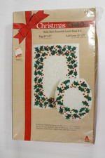 Caron Latch Hook Kit Christmas Holly Bathroom Rug and Toilet Seat Lid Cover