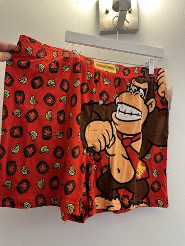 Donkey Kong Boxer Brief Underwear Nintendo Sleep Shorts Mens XL 100% Cotton