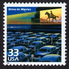 USA, SCOTT # 3187-I, MNH STAMP DRIVE-IN MOVIES, CINEMA MOVIE WATCHING FROM CAR