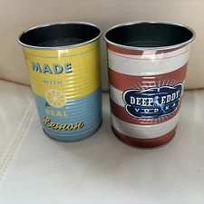 Pair Deep Eddy Vodka Advertising Tin Can Cups