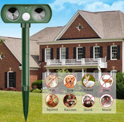 1/2 Pack Solar Ultrasonic Animal Repellent Dog Cat Skunk Deer Raccoon For Garden