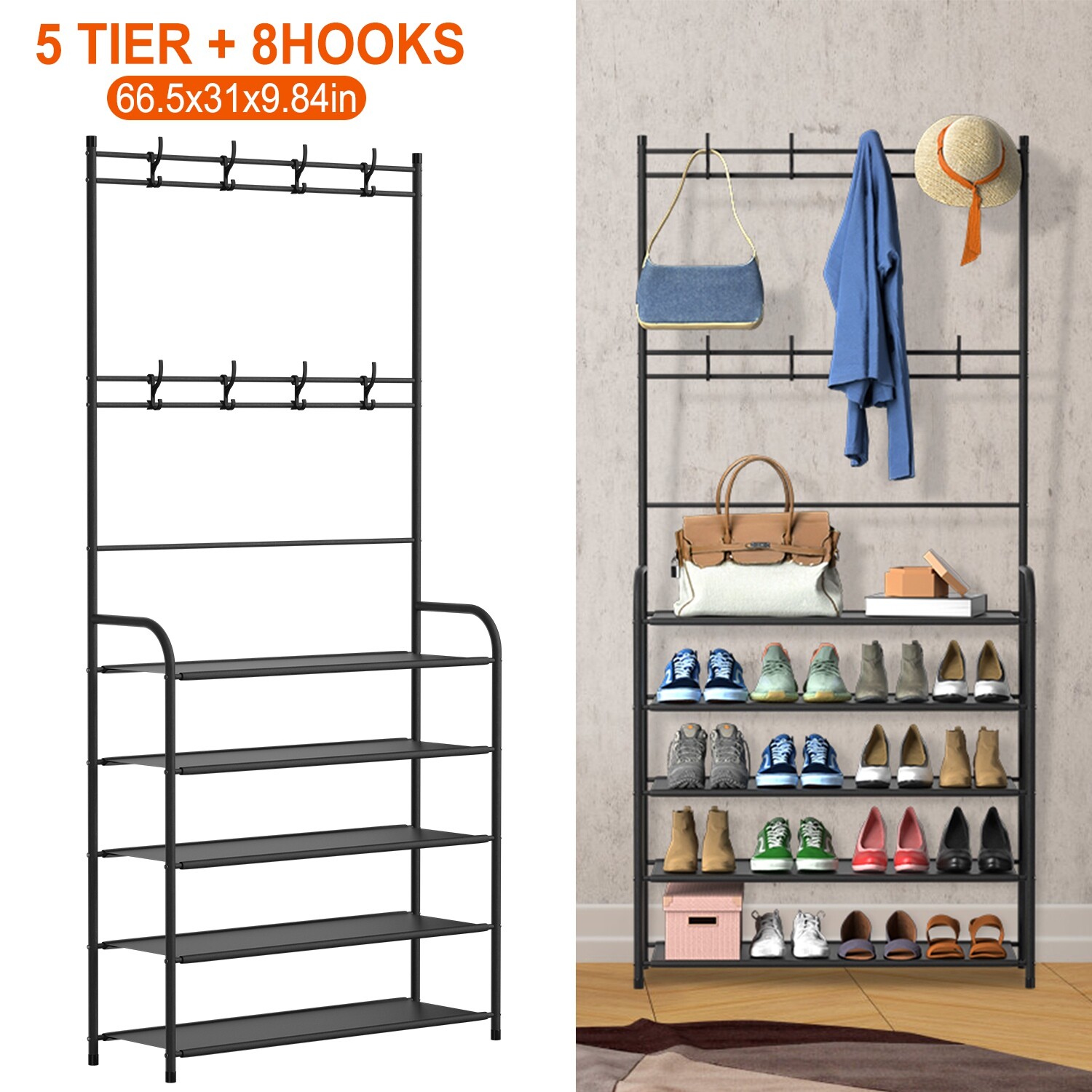 5-Tier Freestanding Entryway Storage Shelf for Coats and Shoes  -image