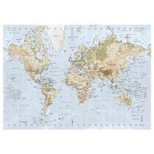IKEA PREMIAR World Map Atlas Canvas & Aluminum Frame 78" Picture Large Art