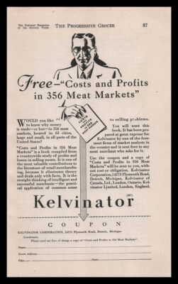 1932 Kelvinator ''Costs And Profits In 356 Meat Markets'' Free Book Offer Print Ad