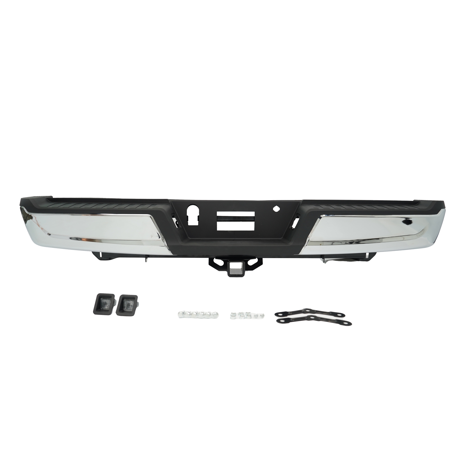 Chrome Steel Rear Bumper for 2021-2023 Ford F-150 W/O Sensors W/ Tow