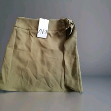 Zara wrap grommet-tie A-line Green mini skirt Size XS New With Tags C4