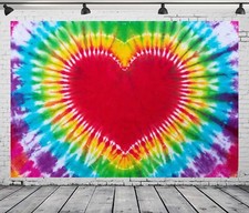 9x6ft Tie Dye Heart Backdrop Rainbow Valentine's Birthday Decor