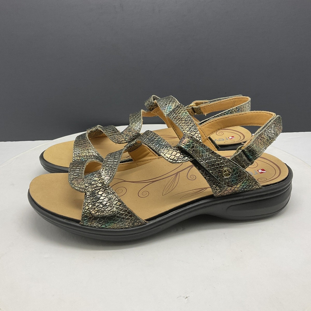 Revere Miami Sandals Womens 7W Peacok Python Strappy Leather | eBay