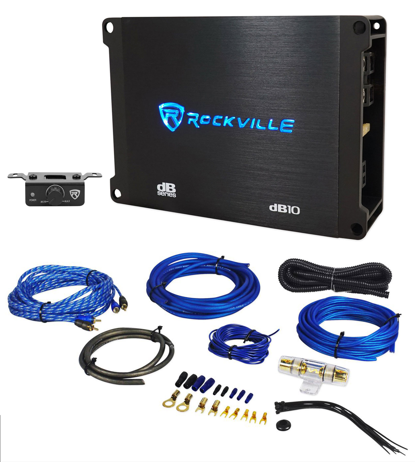 Rockville dB10 800w Peak Mono Car Audio Amplifier 200 Вт RMS комплект проводов усилителя 13090₽