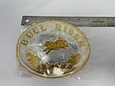 1 Mexican Alpaca Silver Brass Metal Western Belt Buckle BULL  display picture 3