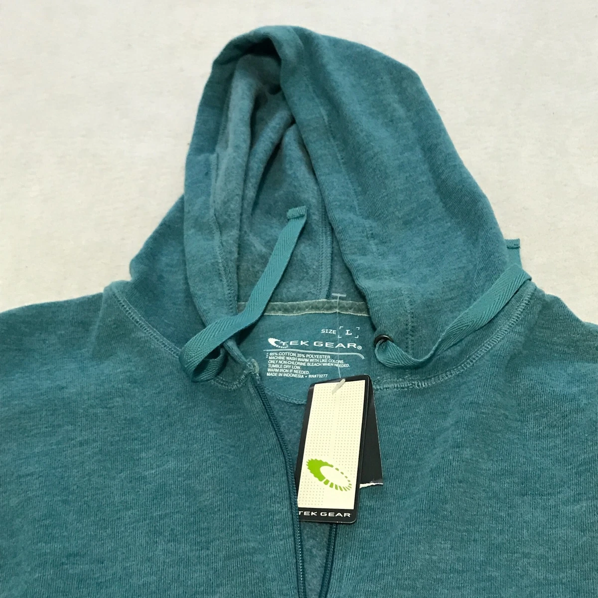 Tek Gear Mens Hoodie Sweatshirt Size L Green Full Zipper