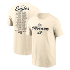 Philadelphia Eagles Nike 2024 NFC Champions Roster T-Shirt Size XL-Cream-NEW