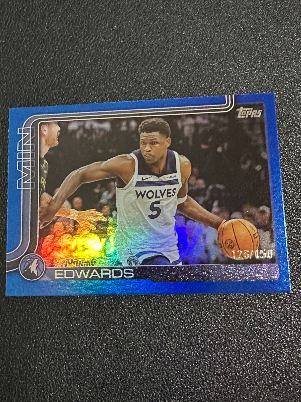 2025-26 Topps NBA Flagship #108 Anthony Edwards Blue Rainbow /150