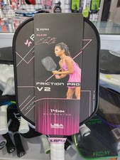 RPM Friction Pro V2 Ella Oh Signature 14mm Elongated Pickleball Paddle Pink Carb