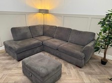 Large Grey Corner Sofa with Storage Footstool – DELIVERY AVAILABLE