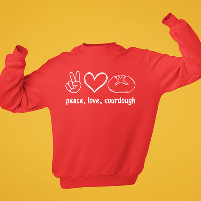 Peace Love Sauerteig Backen Sweatshirt lustig Zuhause Küche Brot Bäcker Geschenk