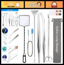 8-in-1 Extra Long Aquarium Aquascaping Tool Kit - Stainless Steel Plant Tweezers