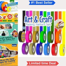 Colored Masking Tape 12 Pack 0.6 Inch 11 Yards Each DIY Craft Scrapbook