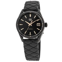 New Tag Heuer Carrera Quartz Black Dial Quilted Women's Watch WBK1310.FC8257