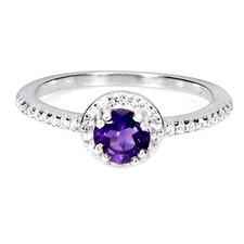 925 Sterling Silver Round Amethyst 5mm Natura...