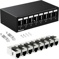 Patch Panel 8 Port with 8Pcs Cat6A Keystone Jack Ec Listed Shielded No Rust and