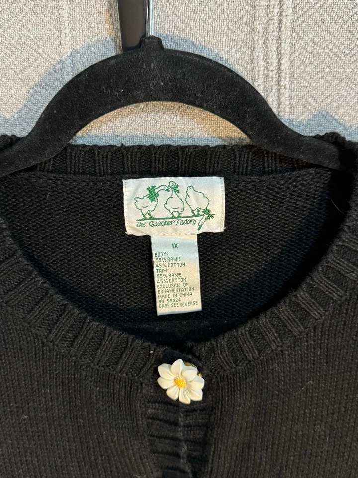 The Quacker Factory Ramie Sweater Cardigan Size 1X Spring Theme - Image 2 of 4
