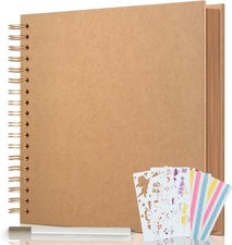 12x12 Inch Scrapbook Album 80 Pages Hardcover Thick Kraft Paper Blank, Spiral...