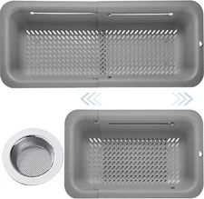 LASSHSWA Collapsible Colander and Strainer for Kitchen, Over the Sink Gray 