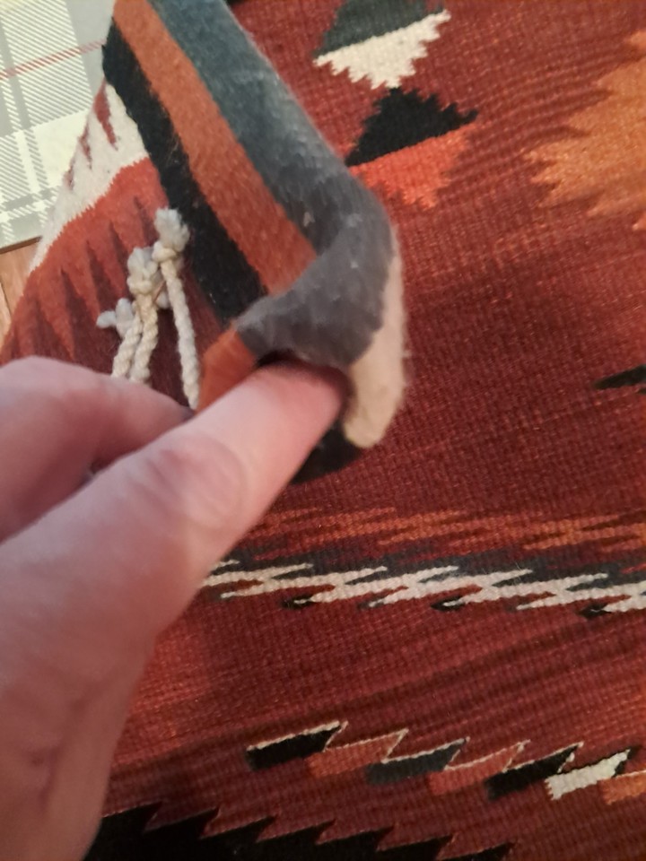 Vintage Navajo Rug Wall Hanging, Rust, Cream & Black 49.5