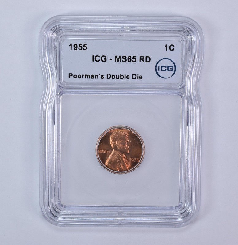1955 Lincoln Wheat Cent Poorman's Double Die MS65 RD ICG *0601