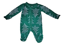 Boys CARTER'S green white Christmas footed sleeper NB newborn cotton knit pjs