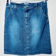 Carolina Blues Wmns 4 Pkt Denim Pencil Skirt Stretch SZ 14 Hits Just Below Knee