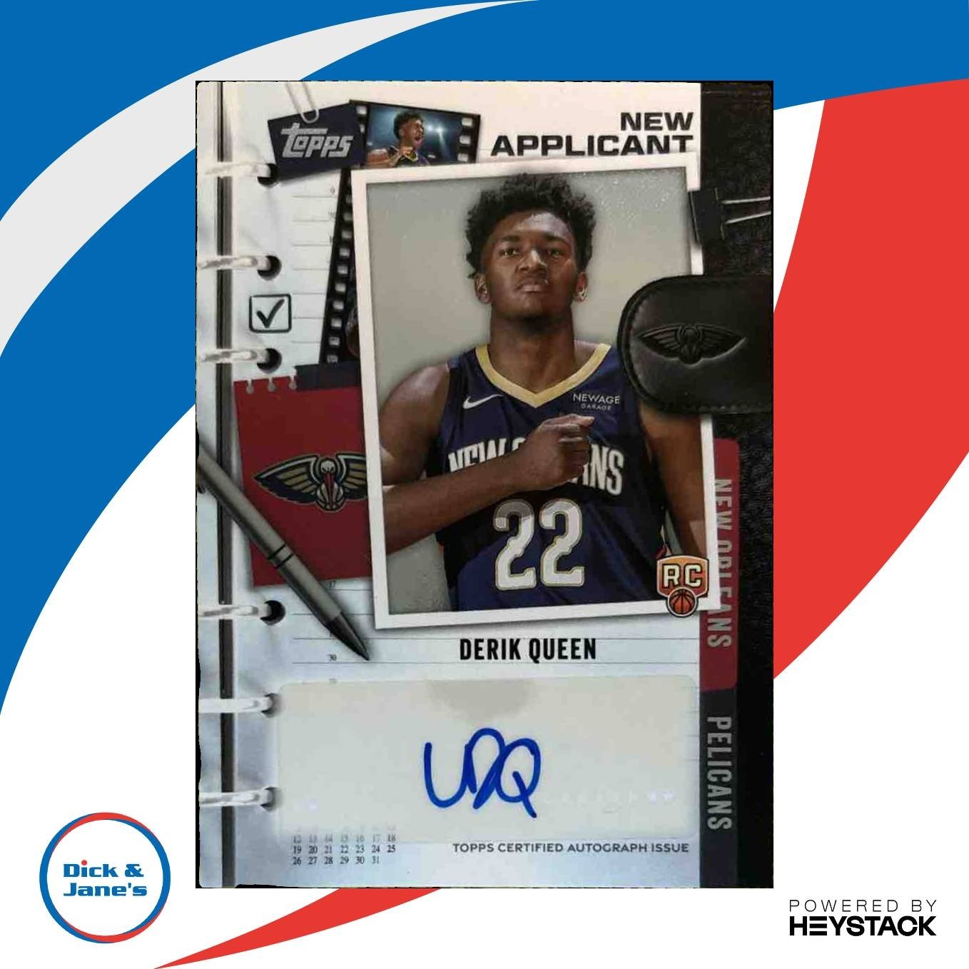 2025-26 Topps Derik Queen New Applicants Auto #NA-DK RC Orleans Pelicans