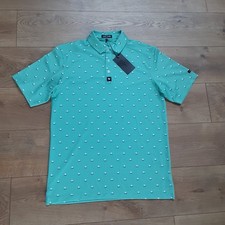 Bad Birdie Mens Medium Jade Pique Polo Golf Shirt Performance Aim Point New