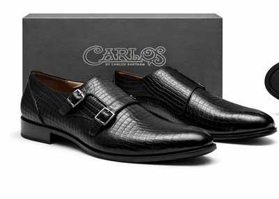 Carlos by Carlos Santana Jack Croco Double Monk Strap Black US 13 Leather Dress