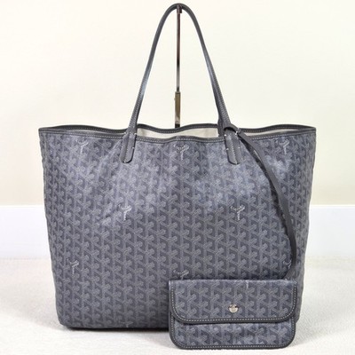 Goyard グレー サンルイ GM Goyard Saint Louis GM Grey Goyardine Canvas Tote Shoulder Bag