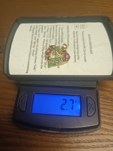 10k Gelbgold Herz Anhänger Diamant Rubin Saphir Smaragd Pendant - Bild 5 von 5
