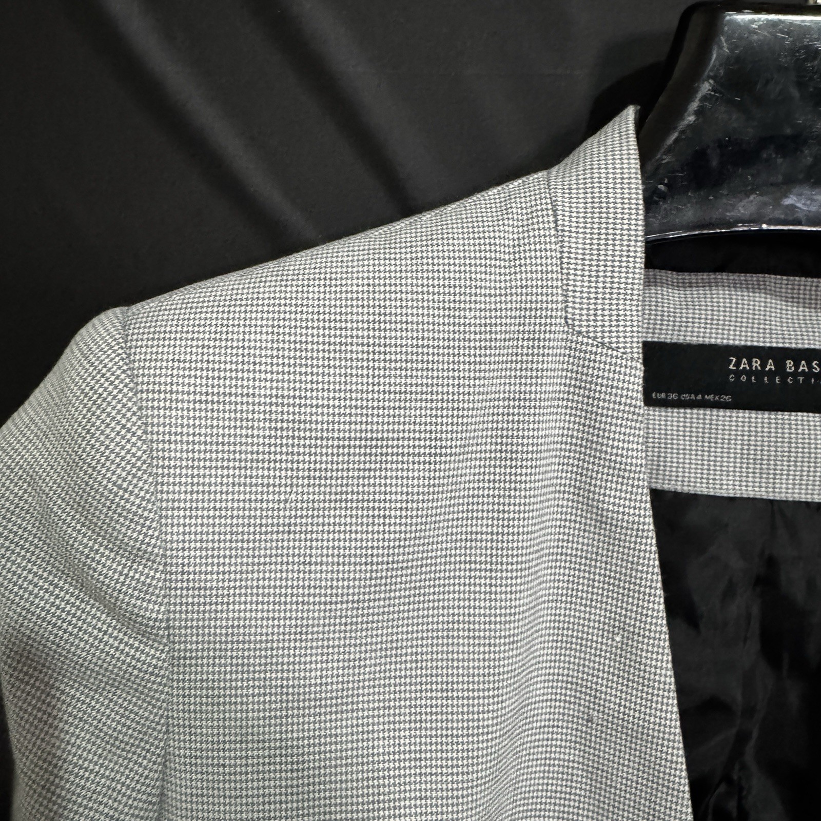 Size 4 - Zara Basic Single Button Blazer Grey Mic… - image 3