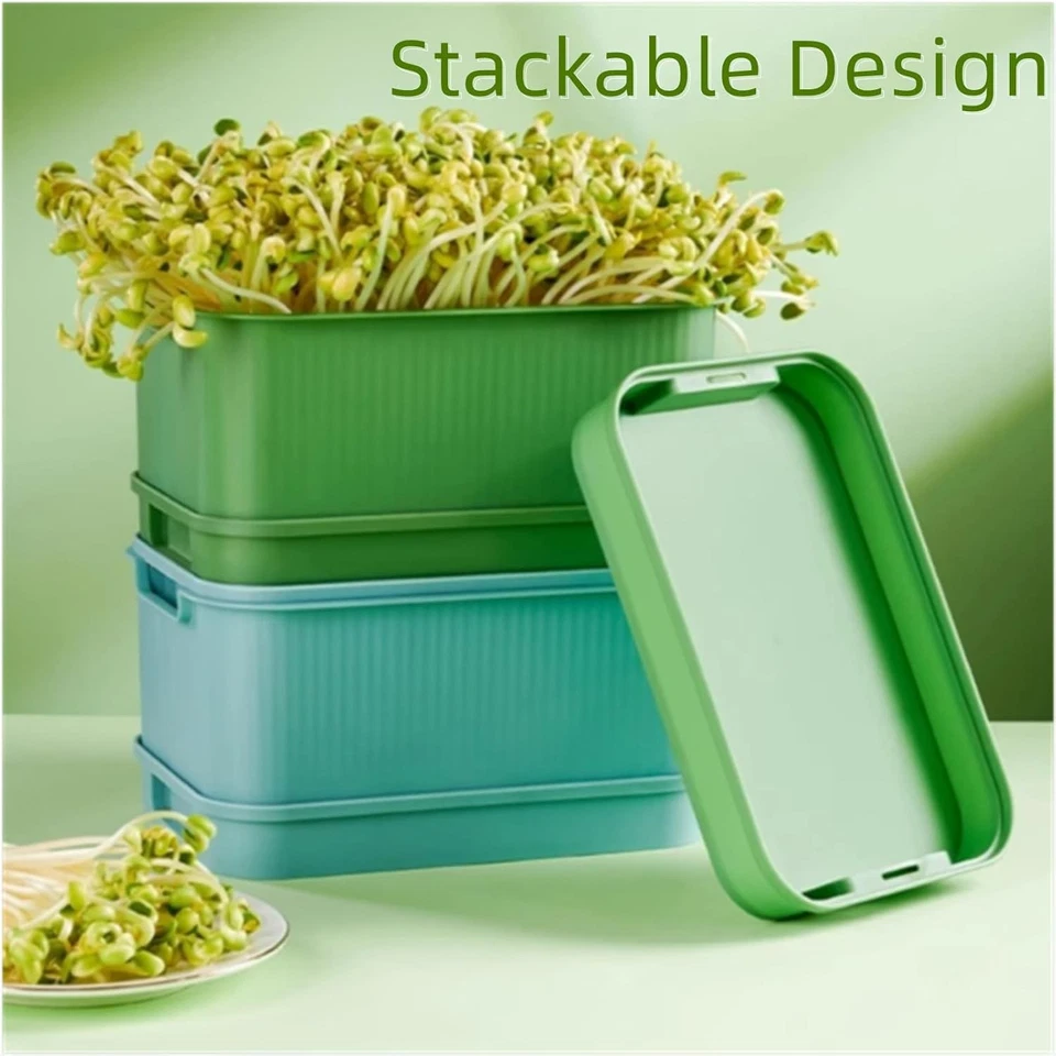 Caja de cultivo apilable de brotes de frijol, bandeja para brotes, bandejas de cultivo de microgreens Foto 2 de 4