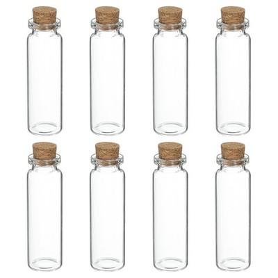 8Pcs Mini Glass Bottles with Cork Stoppers, 15ml/0.51oz Small Clear Glass Jars
