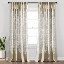 Boho Medallion Light Filtering Window Curtain Panels Pair 52" W x 84" L Neutr...