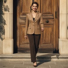 Ann Taylor Classic Camel Color Wool Fitted Blazer Jacket 8