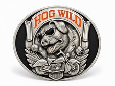 Vintage 1994 Bergamot Hog Wild Pig Motorcycle Biker Belt Buckle USA E77